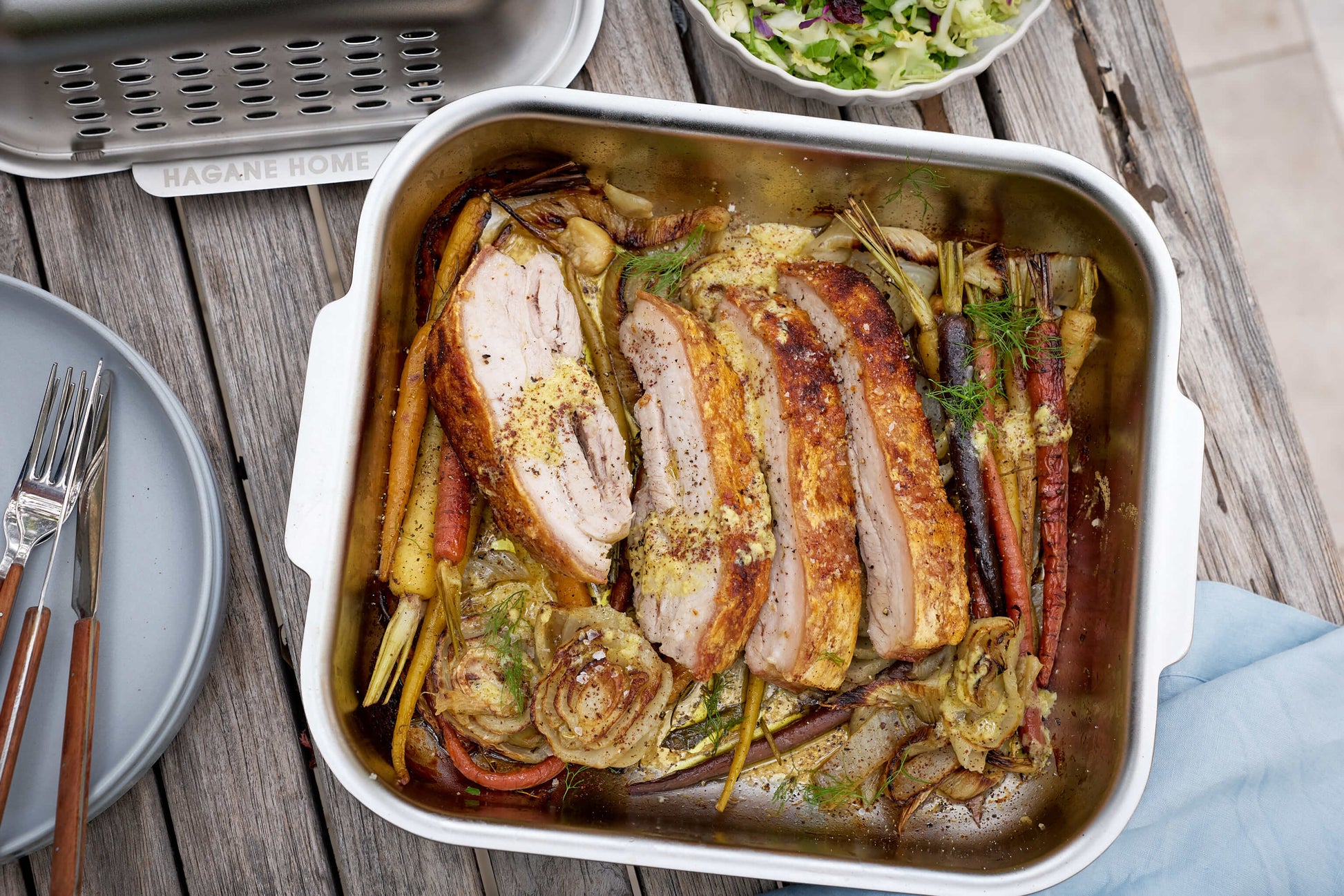 Make crispy pork belly in the game-changing Hagane Home Ultimate Roaster. Delicious, juicy roasts without the mess. Save yourself hours of scrubbing the oven when you roast with the Ultimarte Roaster.